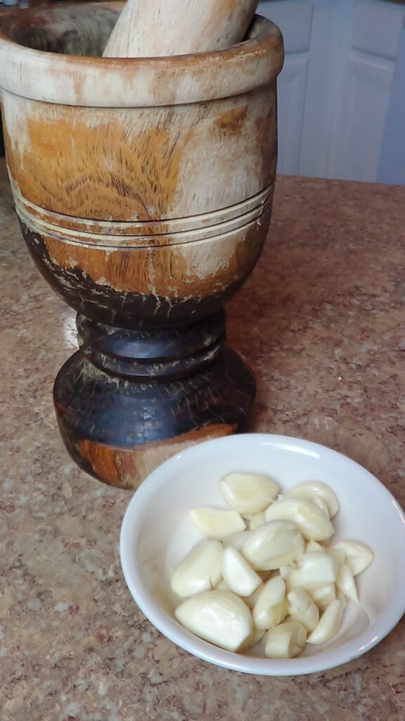Mortar and Pestle to mince garlic