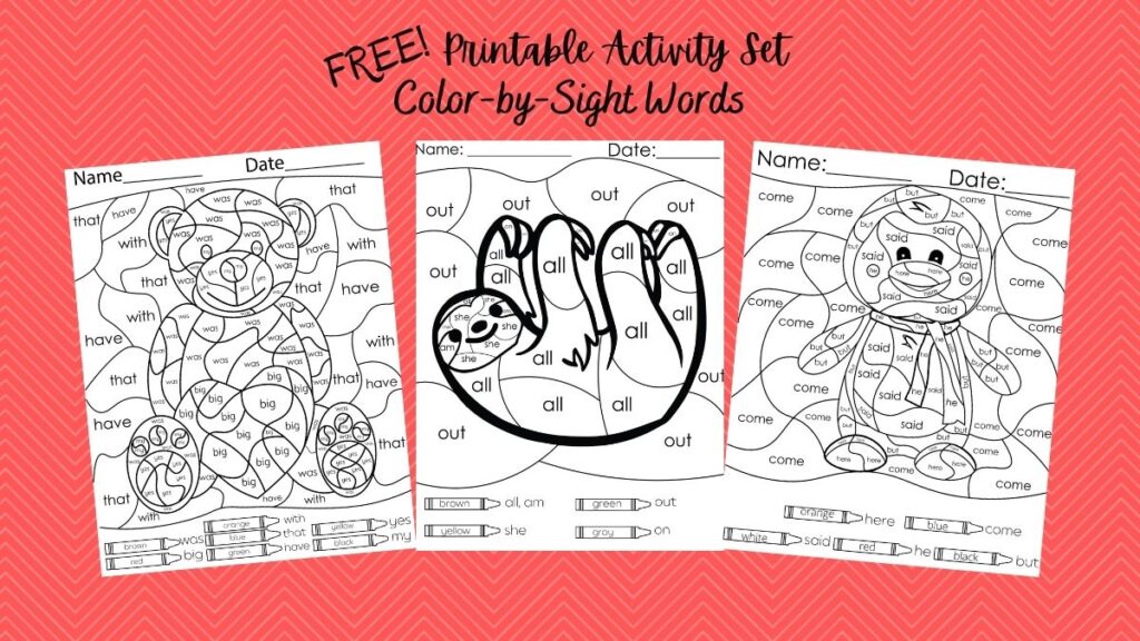 free color by sight words activity set korpino feed