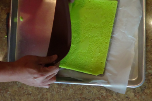 Pandan Mango Roll Cake: First Roll